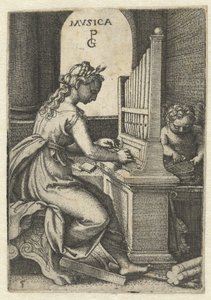 musik Musica (titel på objekt) Seven Liberal Arts (serietitel) av Georg Pencz