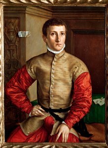 Porträtt av en ung man 18 år - olja på trä, ca. 1544