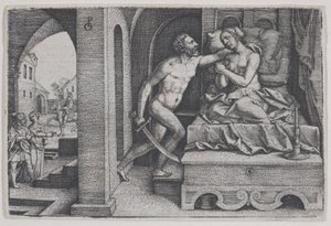 Tarquinius våldtar Lucretia, från Scener ur romersk historia.