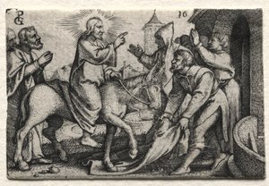 Jesu Kristi liv: Kristus går in i Jerusalem, ca. 1534-35. av Georg Pencz