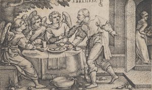 De tre änglarna som besöker Abraham, från Berättelsen om Abraham.