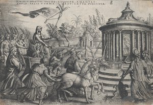 Kyskhetens triumf på kärleken, från Petrarkas triumfer. av Georg Pencz