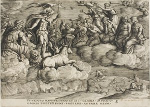 The Triumph of Eternity, tallrik sex från The Triumphs of Petrarch av Georg Pencz