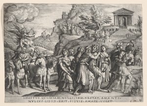Kärlekens triumf, från Petrarkas triumf. av Georg Pencz