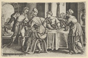 Tobias lämnar bordet, från The Story of Tobias, 1543. av Georg Pencz