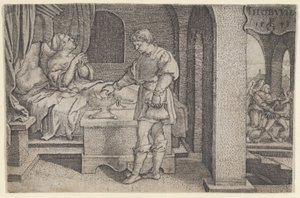 Tobiolus gör ett försoningsoffer, från The Story of Tobias, 1543.