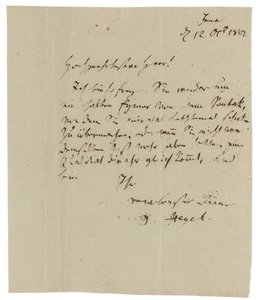 Autografbrev till Gebruder Ramann (vinhandlare i Erfurt), Jena av Georg Wilhelm Friedrich Hegel