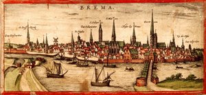 Bremen av Georg and Hogenberg Franz (1535 90) Braun