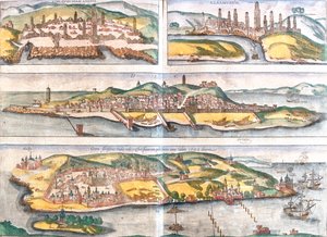 Casablanca, Azemmour, Diu, Goa, Marocko, Indien av Georg and Hogenberg Franz (1535 90) Braun