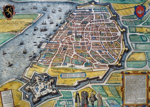 Staden Antwerpen av Georg Braun and Hogenberg Franz