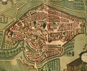 Fabriano från Cities of the World av Georg Braun av Georg Braun and Hogenberg Franz