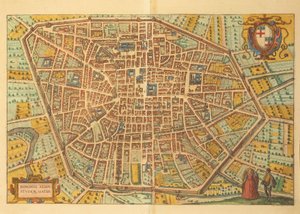 Karta över Bologna från Cities of the World av Georg Braun av Georg Braun and Hogenberg Franz