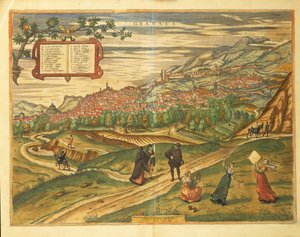 Karta över Granada från världskarta av Georg Braun av Georg Braun and Hogenberg Franz