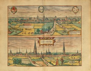 Karta över Lippe och Dortmund från andra världskriget av Georg Braun av Georg Braun and Hogenberg Franz