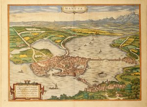 Karta över Mantua från World Cities av Georg Braun