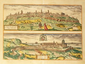 Karta över Orvieto och Loreto, Umbrien och Marche-regionen från världskarta av Georg Braun av Georg Braun and Hogenberg Franz