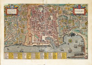 Karta över Palermo från Civitates Orbis Terrarum av Georg Braun av Georg Braun and Hogenberg Franz