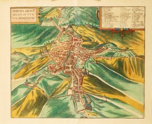 Karta över Perugia från Cities of the World av Georg Braun av Georg Braun and Hogenberg Franz