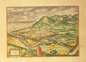 Karta över Pesaro från Cities of the World av Georg Braun av Georg Braun and Hogenberg Franz