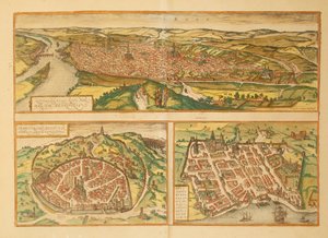 Karta över Rouen, Nimes och Bordeaux från Cities of the World av Georg Braun av Georg Braun and Hogenberg Franz