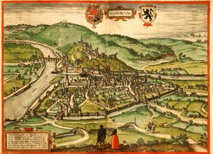 Namur, Belgien av Georg and Hogenberg Franz (1535 90) Braun