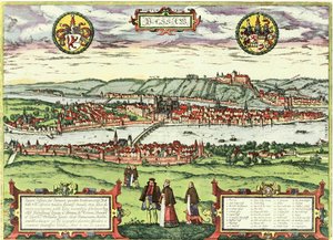 Passau, Tyskland av Georg and Hogenberg Franz (1535 90) Braun