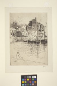 Port of Honfleur (bläck) av George-Charles Aid