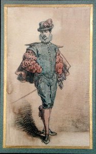 Manlig karaktär i historisk kostym (penna, bläck och akvarell på papper) av George Sand