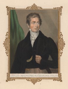 Sir Robert Peel, brittisk politiker och två gånger premiärminister (färg litho) av George (after) Baxter