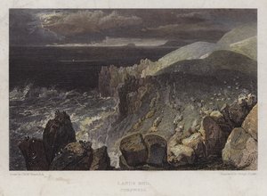 Lands End, Cornwall (färgad gravyr) av George (after) Cooke