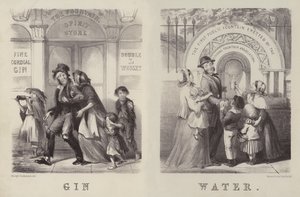 Gin och vatten (gravyr) av George (after) Cruikshank