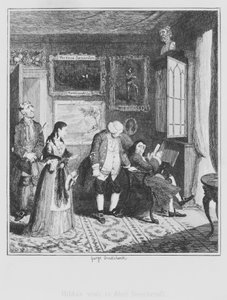 Hildas besök hos Abel Beechcroft (gravyr) av George (after) Cruikshank