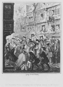 Sir Bulkeley Price tar med sig bolånepengarna till Mr Scarve (gravyr) av George (after) Cruikshank