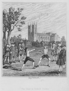 Duellen i Tothill Fields (gravyr) av George (after) Cruikshank