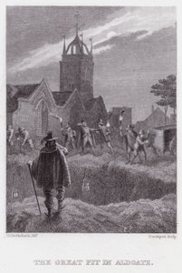 The Great Pit in Aldgate (gravyr) av George (after) Cruikshank
