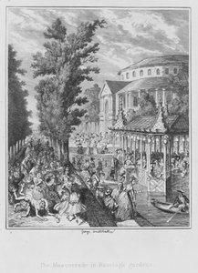 Maskeraden i Ranelagh trädgårdar (gravyr) av George (after) Cruikshank