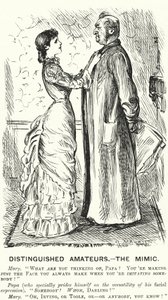 Punch cartoon: Distinguished Amateurs - the Mimic (gravyr) av George (after) Du Maurier