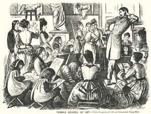 Punch tecknad: Female School of Art (användbar sysselsättning för lediga och prydliga unga män) (gravyr)