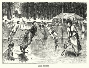 Punch tecknad: Rink-Tennis (gravyr) av George (after) Du Maurier