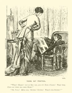 Ung, men praktisk (gravyr) av George (after) Du Maurier
