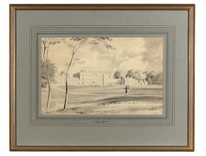 Carton House, Co. Kildare, säte för hertigen av Leinster (penna och grå tvätt) av George (after) Petrie
