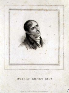 Porträtt av Robert Emmet Esq. (1778-1803), graverad av J. Heath, utgiven av G. Robinson, London. av George (after) Petrie