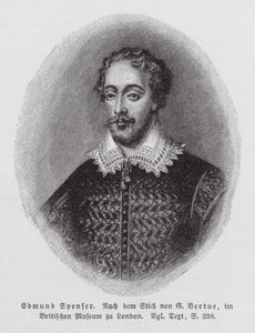 Edmund Spenser, engelsk poet (gravyr) av George (after) Vertue