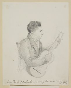 Señor Huerta från Orihuela, Valencia, spelar gitarr av George (attr. to) Cumberland