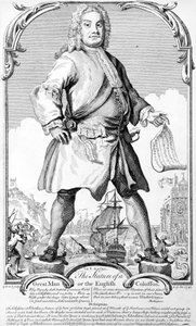 En stor mans resning eller den engelska kolossen av George (c.1706–71) Bickham