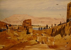 Figurer at Work, Luxor (penna och akvarell på papper)