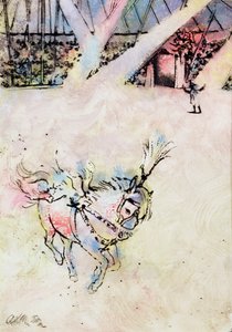 Cirkushäst, (bläck och gouache på gessobräda). av George Adamson