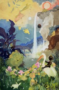 Fantasy Nature Scene (gouache ombord)
