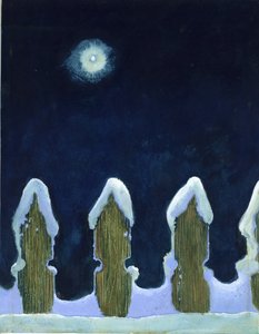 Moonlit Snowy Fence, 1970-tal av George Adamson