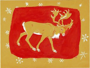 Renar, 1960-tal (gouache på färgat kort)